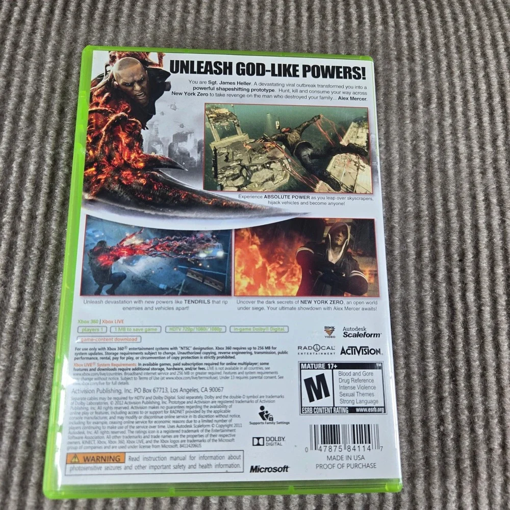 Activision Xbox 360 Prototype 2‎ Action Video Game W/ Soundtrack